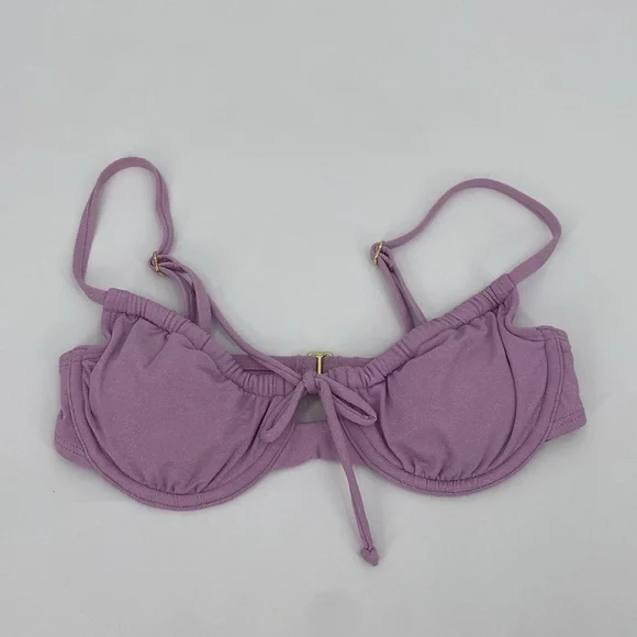 Wild Fable Purple Shimmery Shirred Lurex Underwire Bikini Swim Top Size XXS